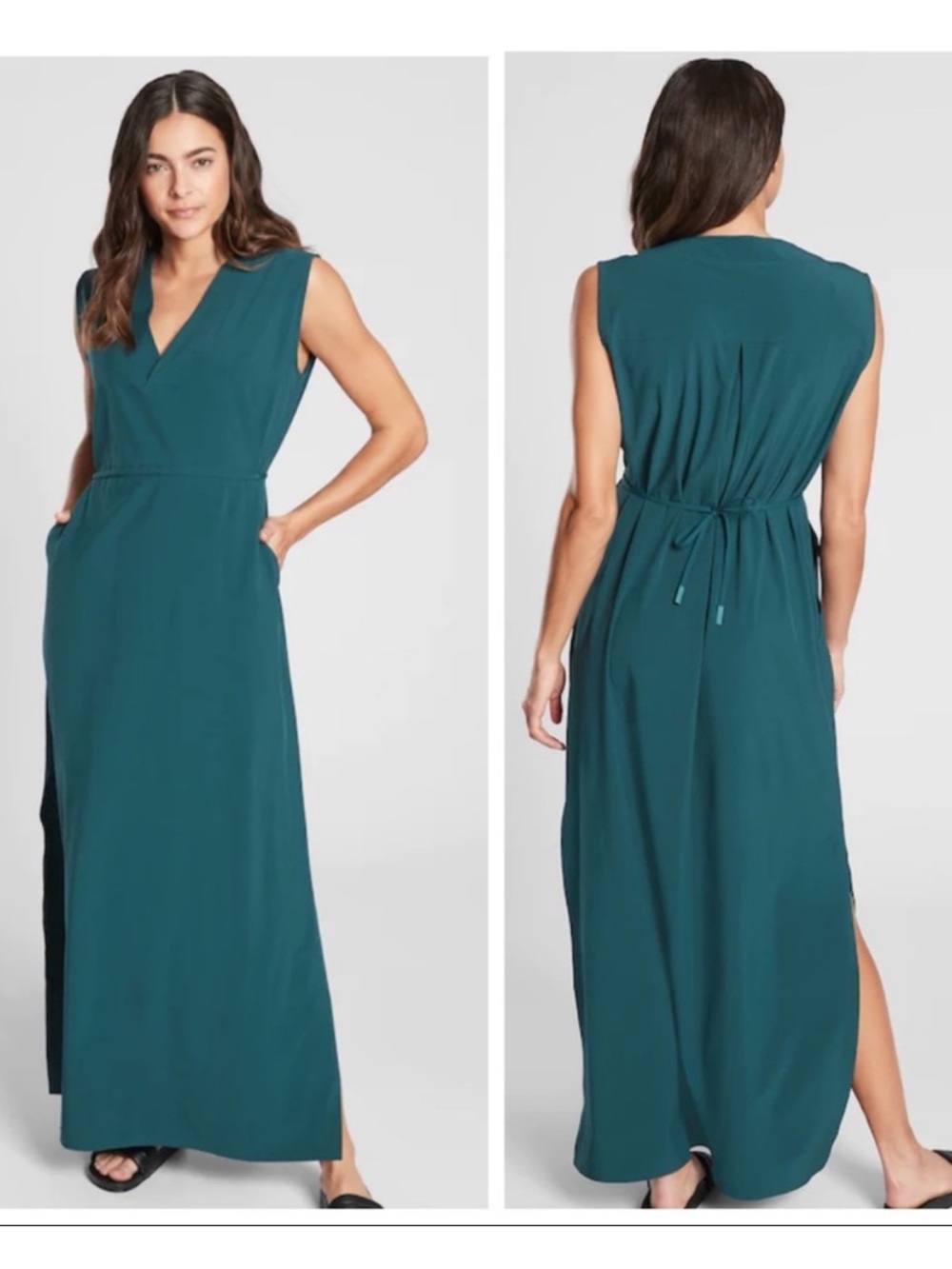 Athleta Marlow Maxi Dress Dark Teal Blue Green Size Small
